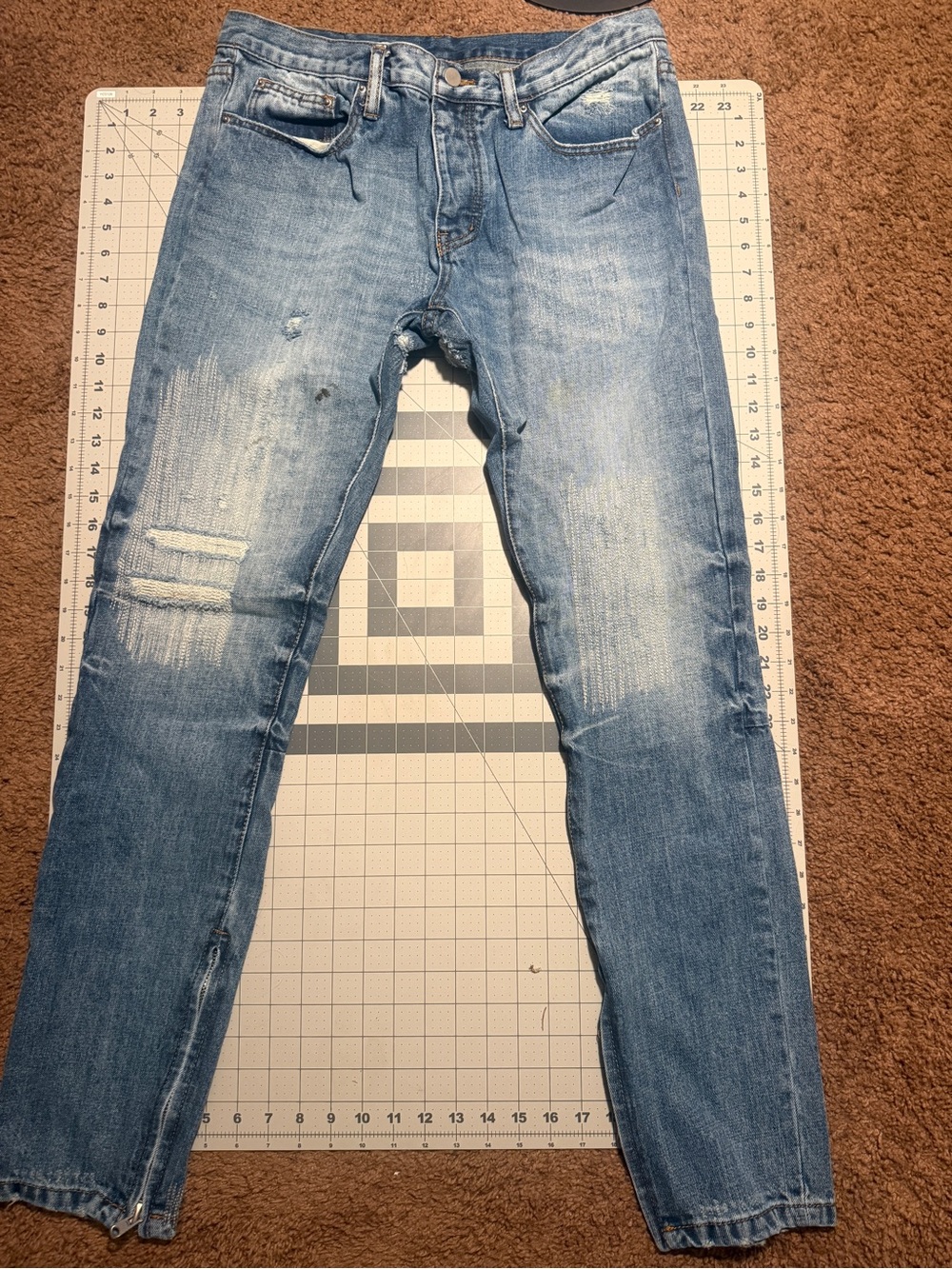 MNML Light Blue Distressed Slim Jeans